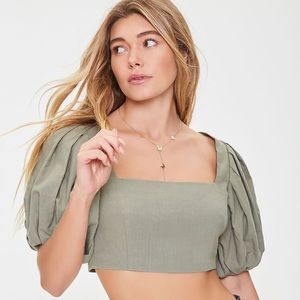 Balloon Sleeve Crop Top